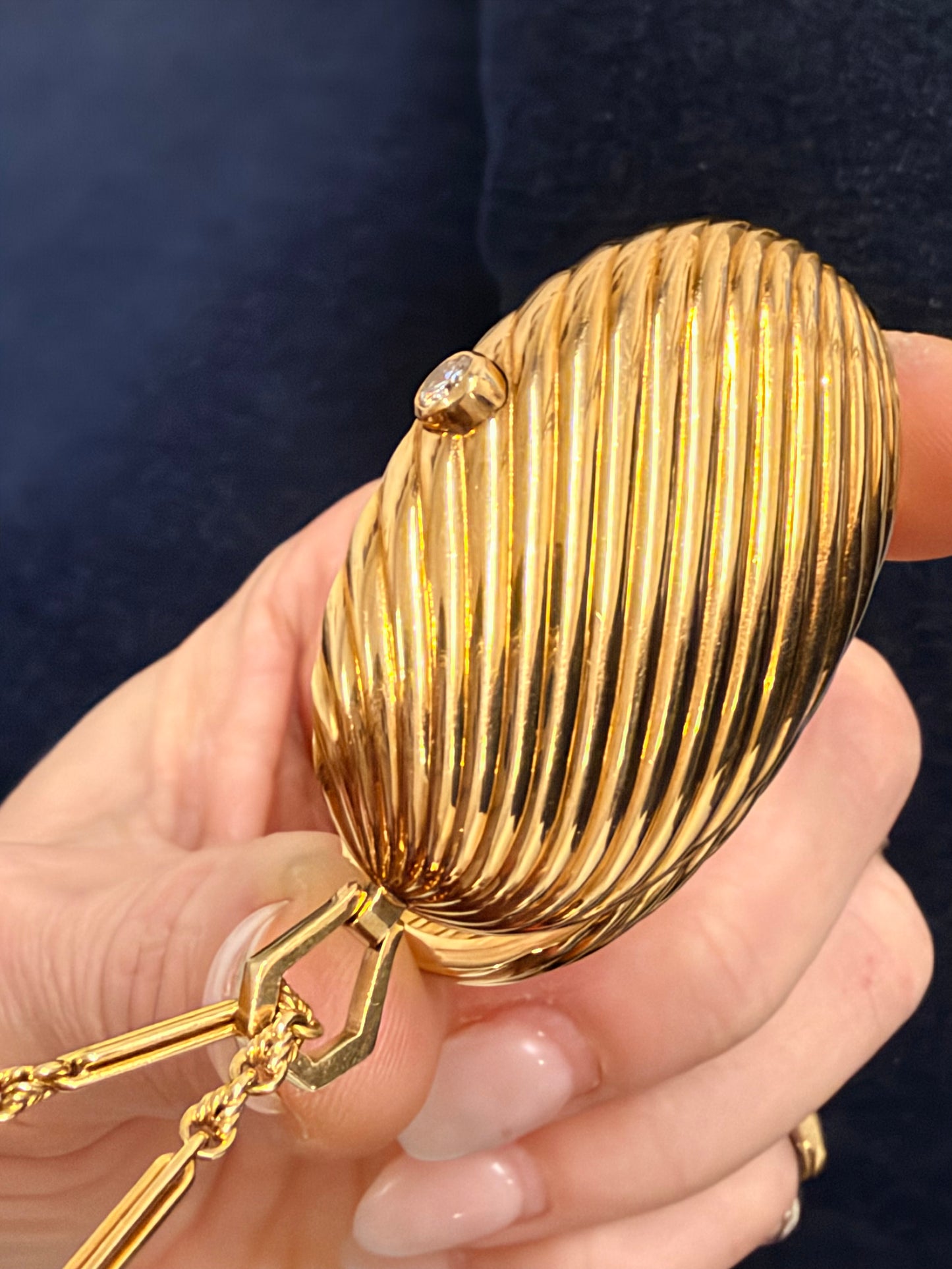 Vintage Bvlgari Diamond Oval Pill Box Locket