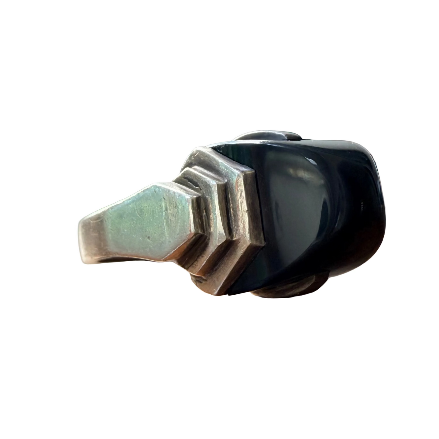 Art Deco Rare Jean Després Onyx and Silver Ring - Circa 1929