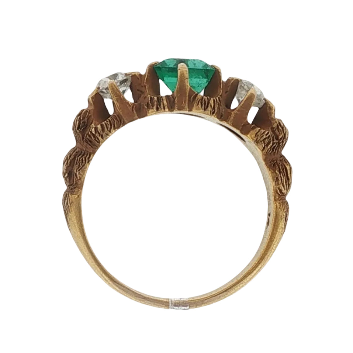 Vintage Emerald & Diamond Floral Ring