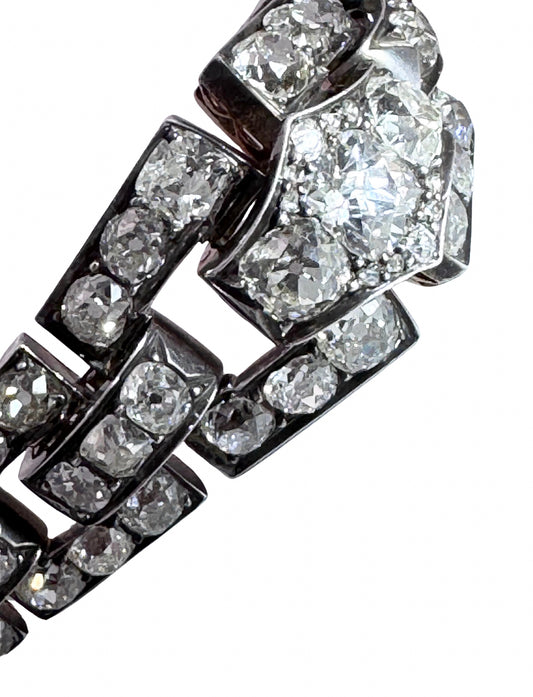 Antique Old Mine Cut Diamond Link Bracelet