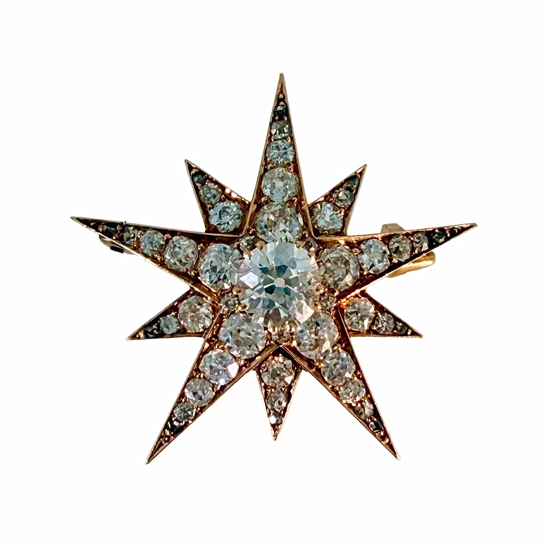 Victorian Old Cut Diamond Star Brooch