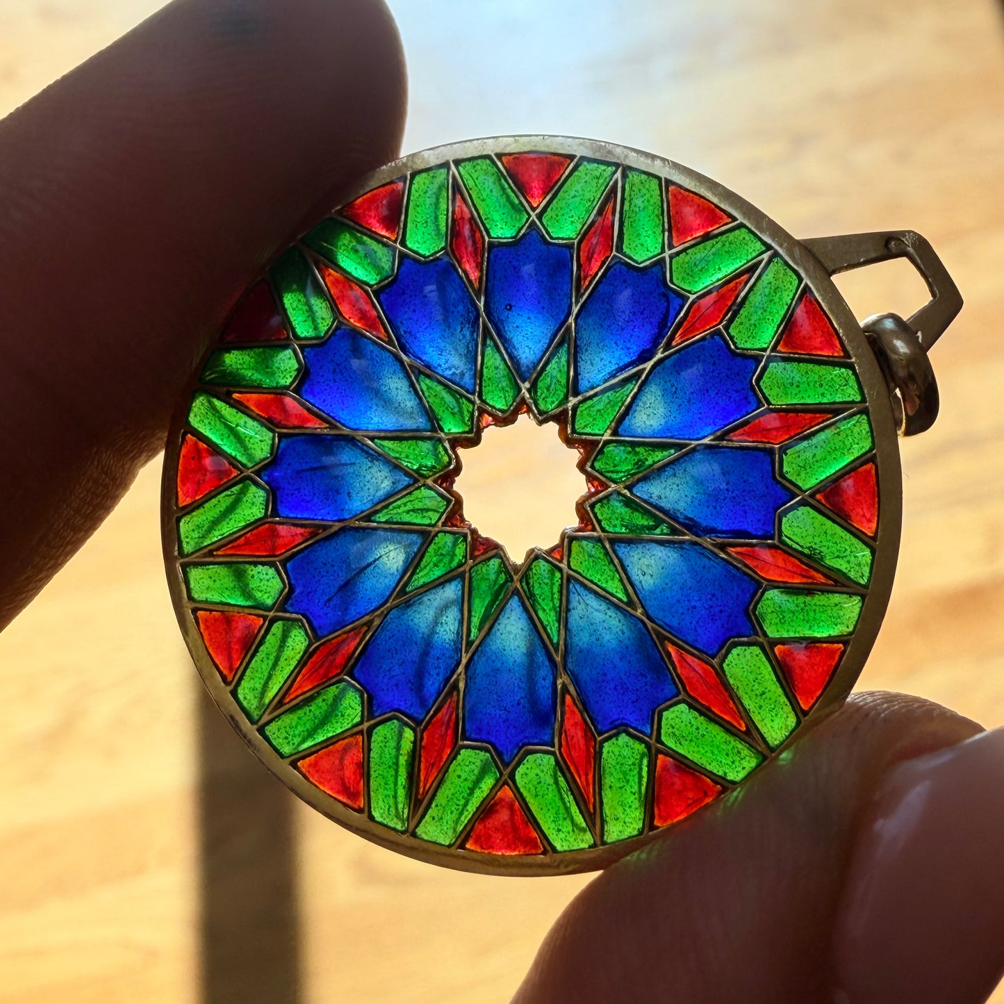 Antique French Plique-à-Jour Pendant