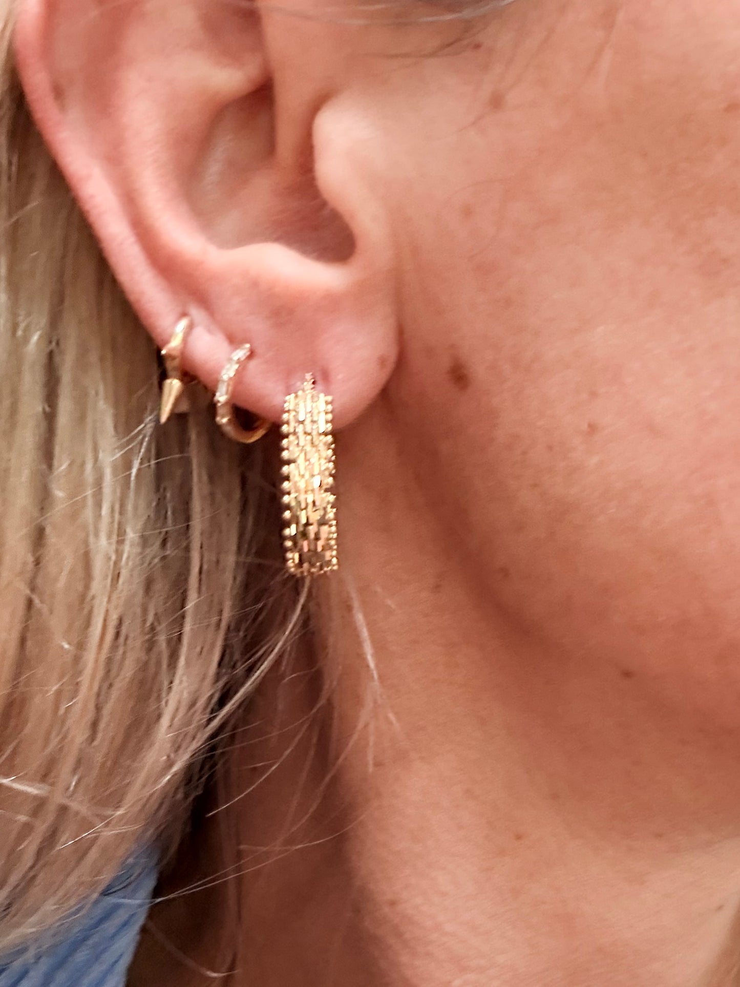 Vintage Diamond Cut Huggie Hoop Earrings