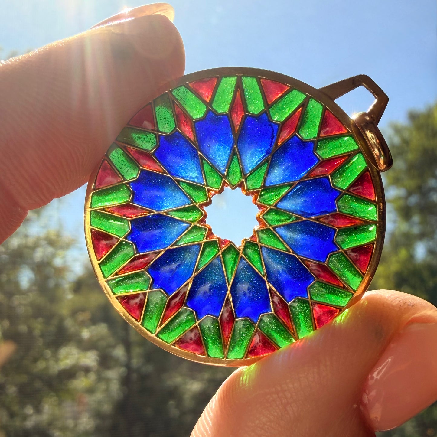 Antique French Plique-à-Jour Pendant