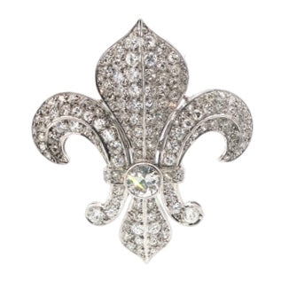 Mid Century Fleur-De-Lys Diamond Brooch Pendant
