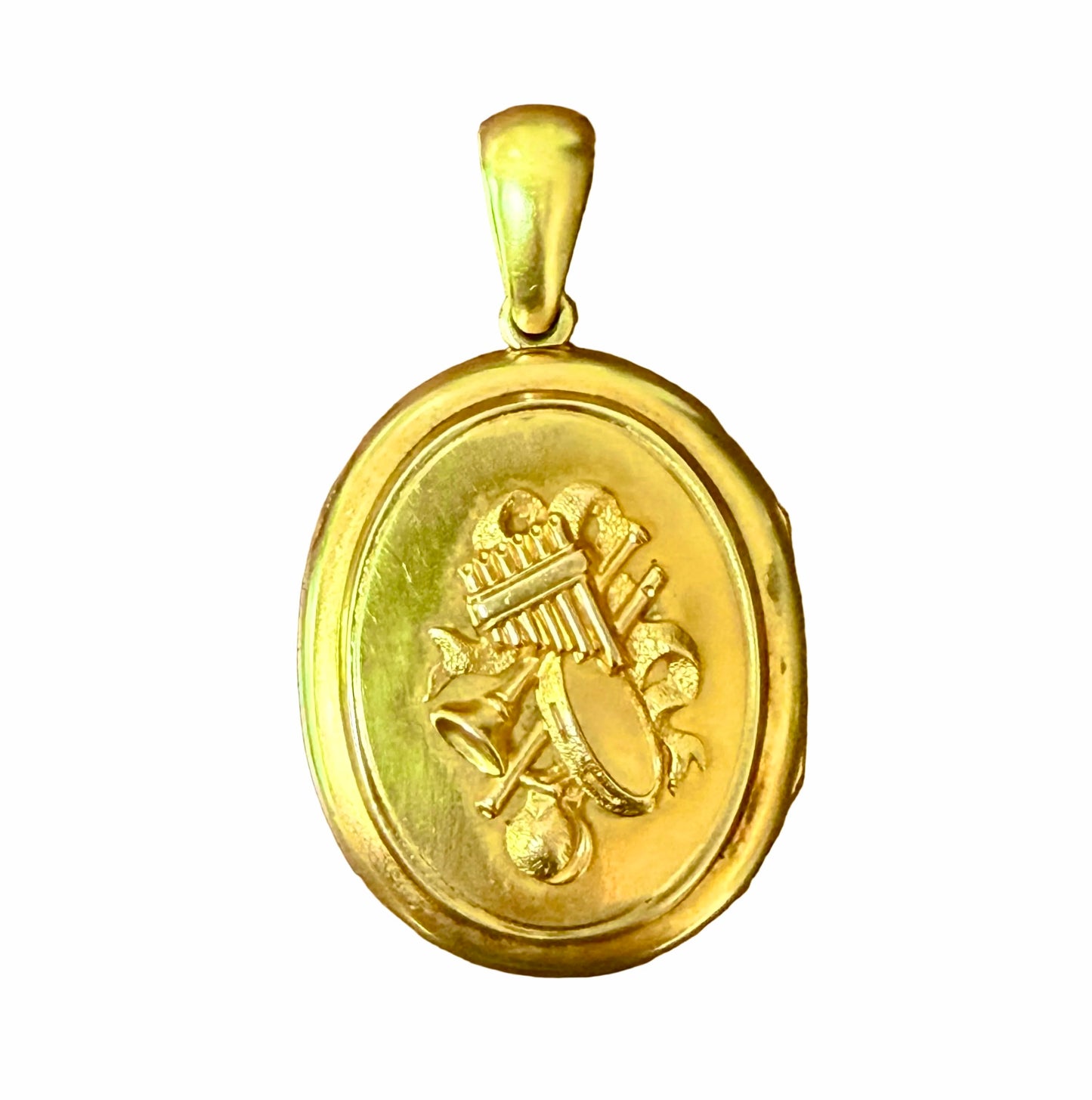 Antique 18k Gold Musical Instrument Locket Circa 1872