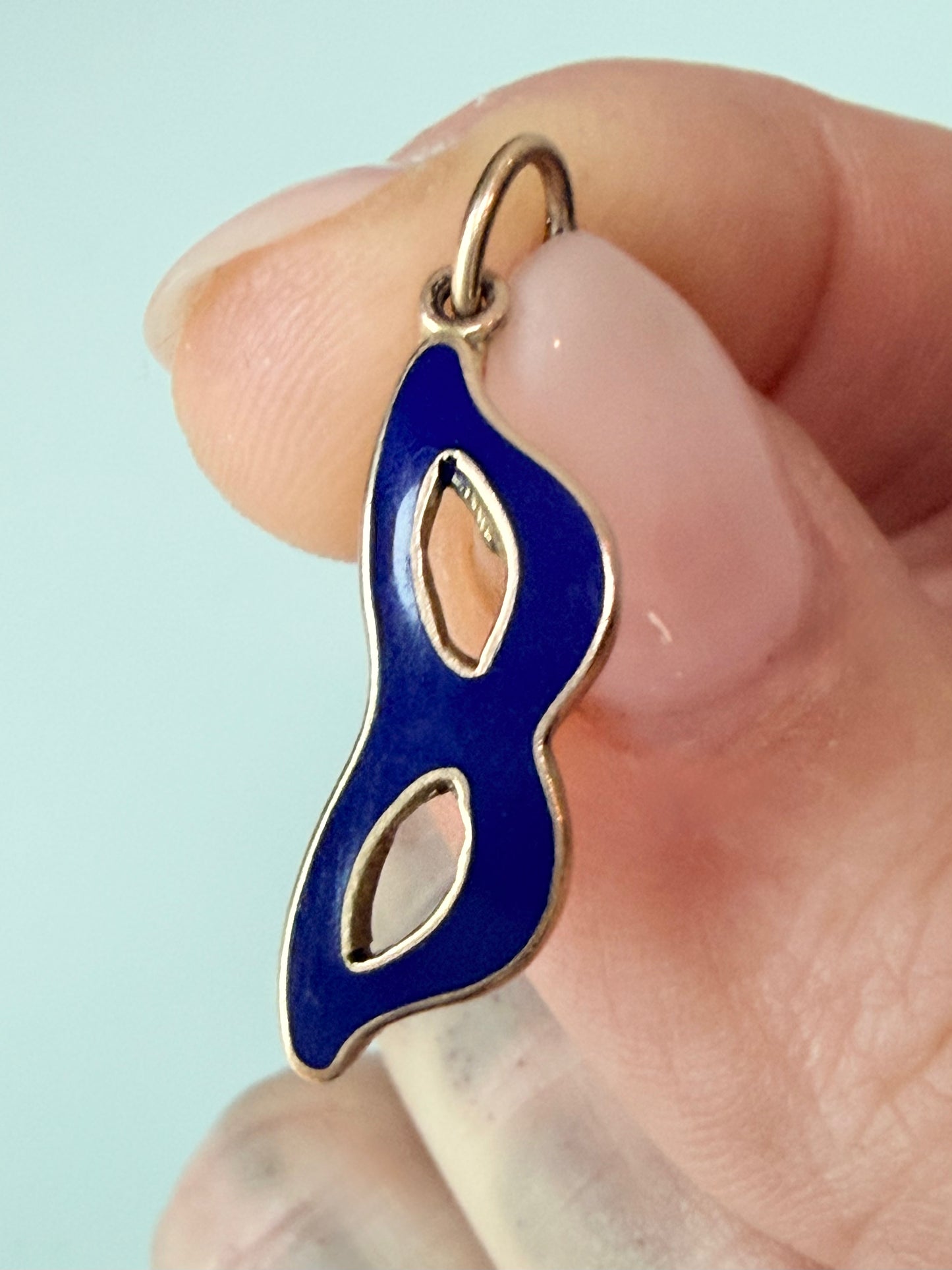 Vintage 14k Gold and Enamel Mask Charm