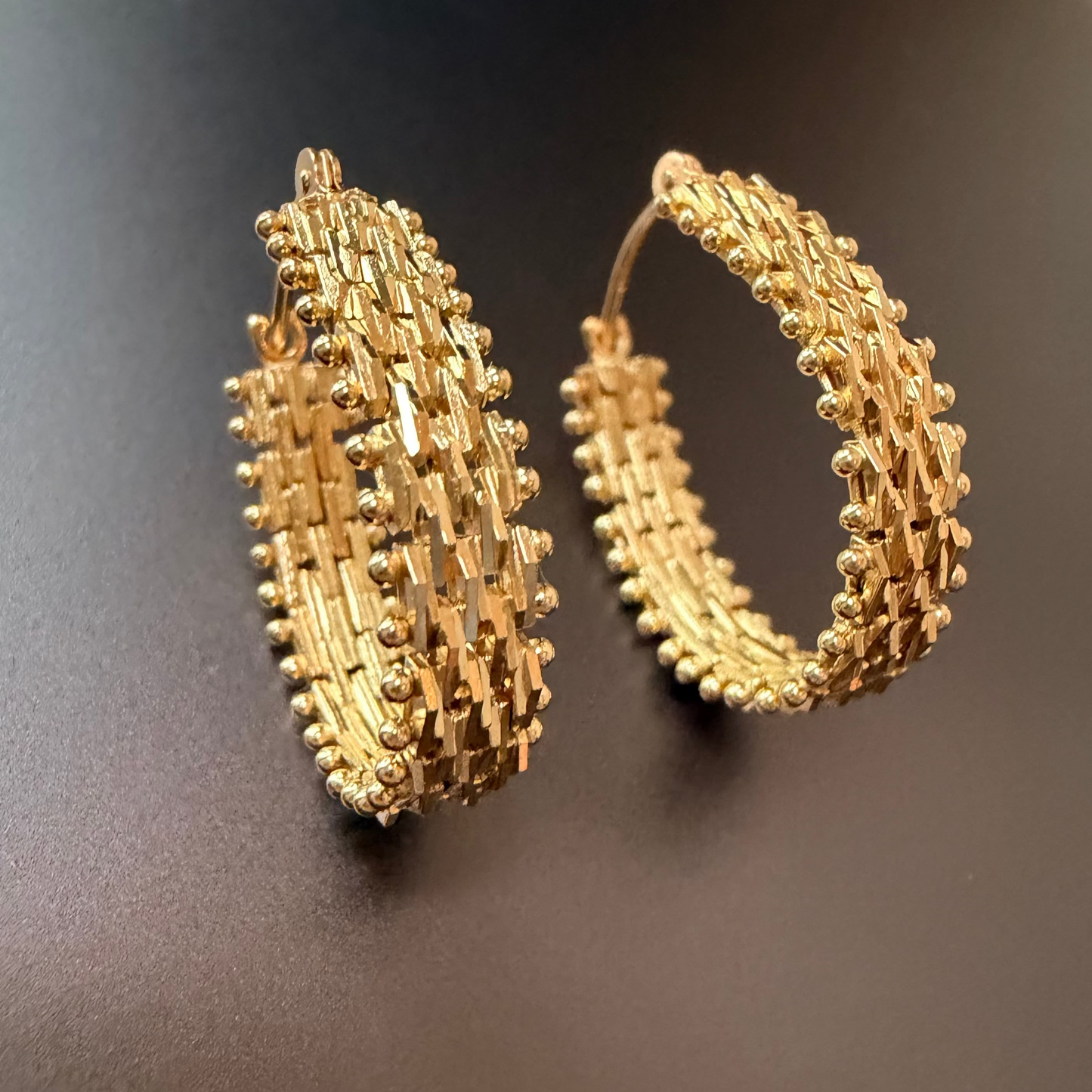 Vintage Diamond Cut Huggie Hoop Earrings