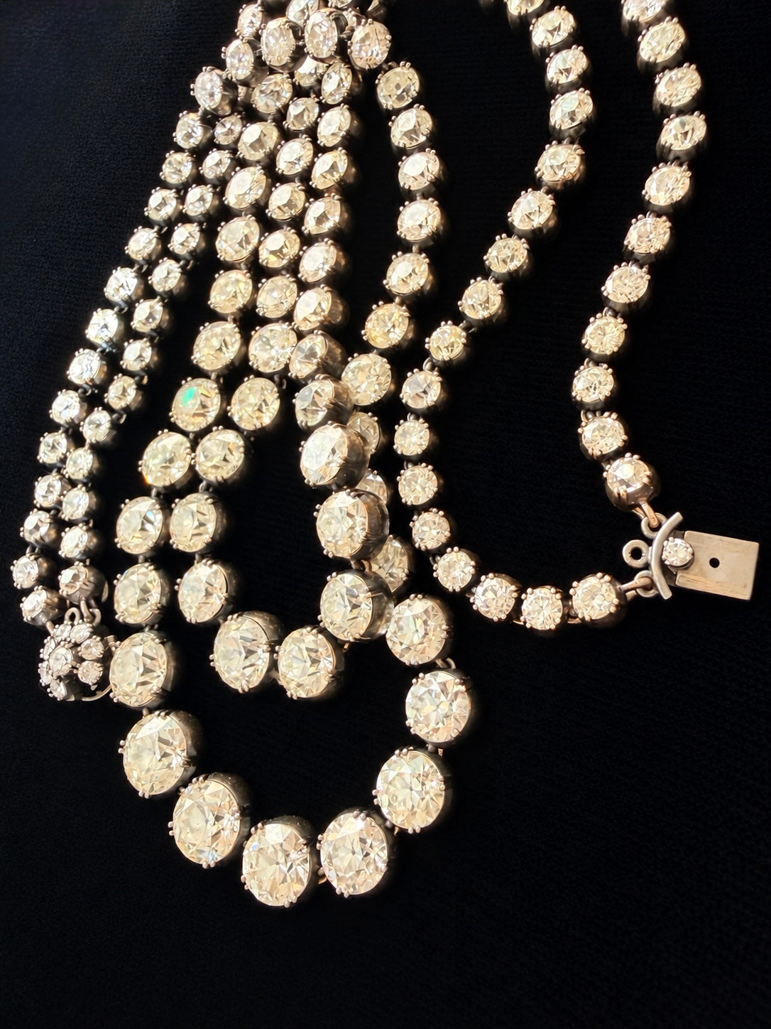 Double Strand Old European Cut Diamond Rivière Necklace