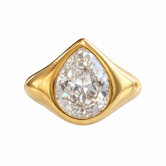 Vintage Pear Cut Diamond Flush Ring