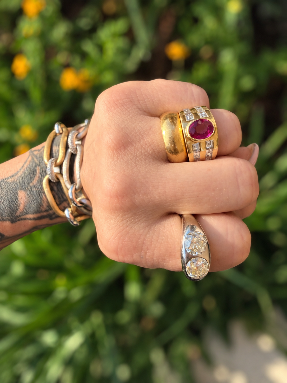 Vintage Burmese Ruby & Diamond Ring