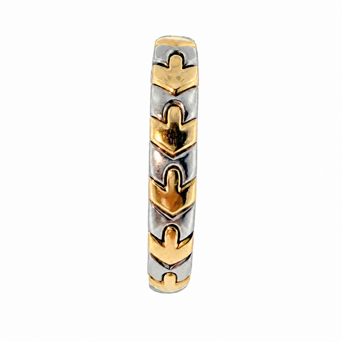 Vintage Bvlgari Gold and Steel Chevron Bracelet
