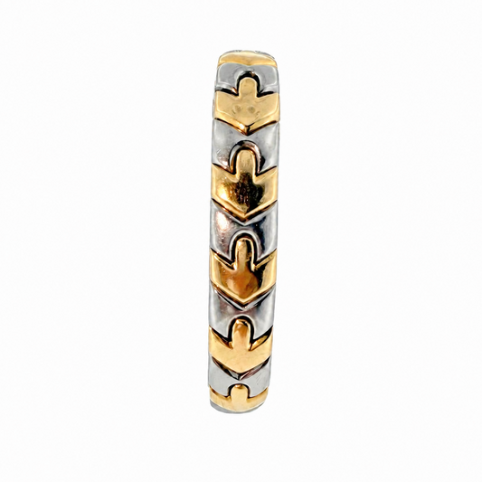 Vintage Bvlgari Gold and Steel Chevron Bracelet