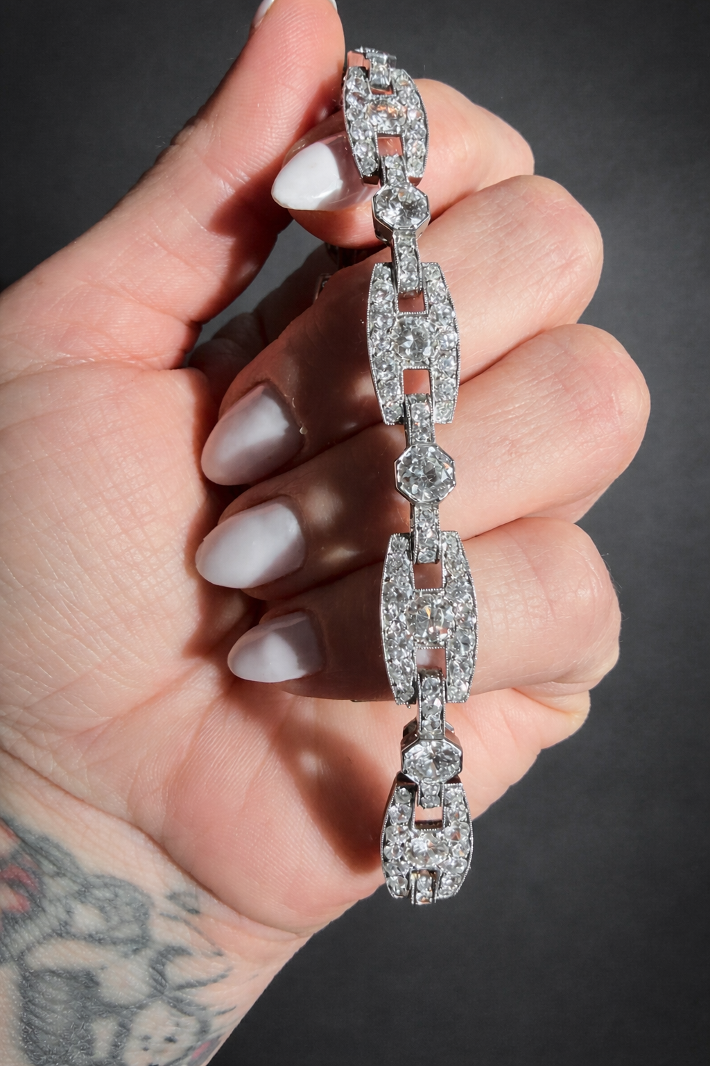 Art Deco Chaumet Alternating Anchor Link Bracelet