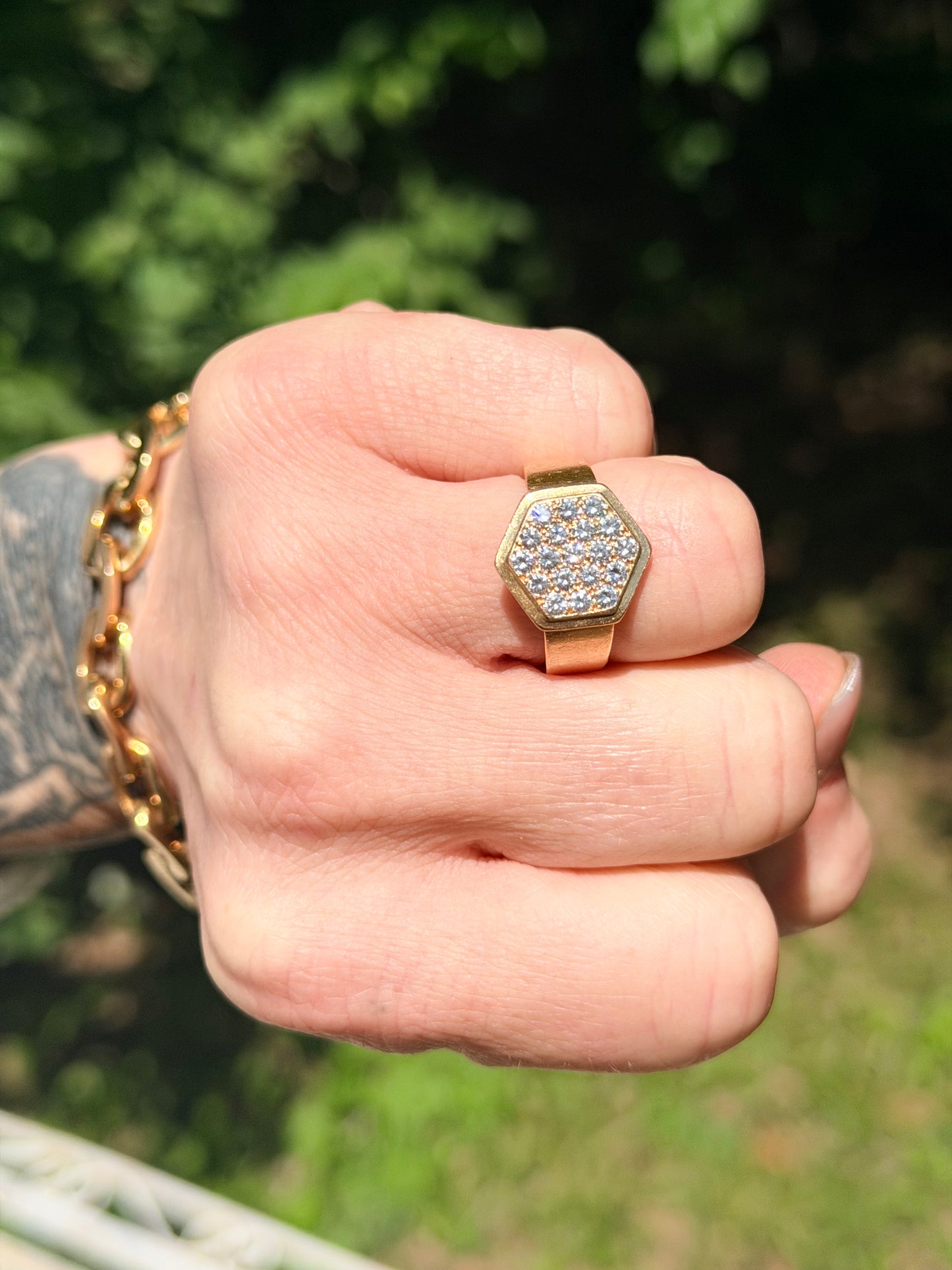 Vintage Jacques Cartier Hexagon Diamond Signet Ring