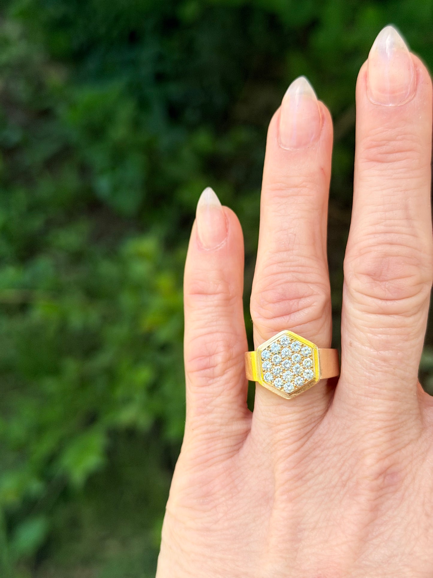 Vintage Jacques Cartier Hexagon Diamond Signet Ring