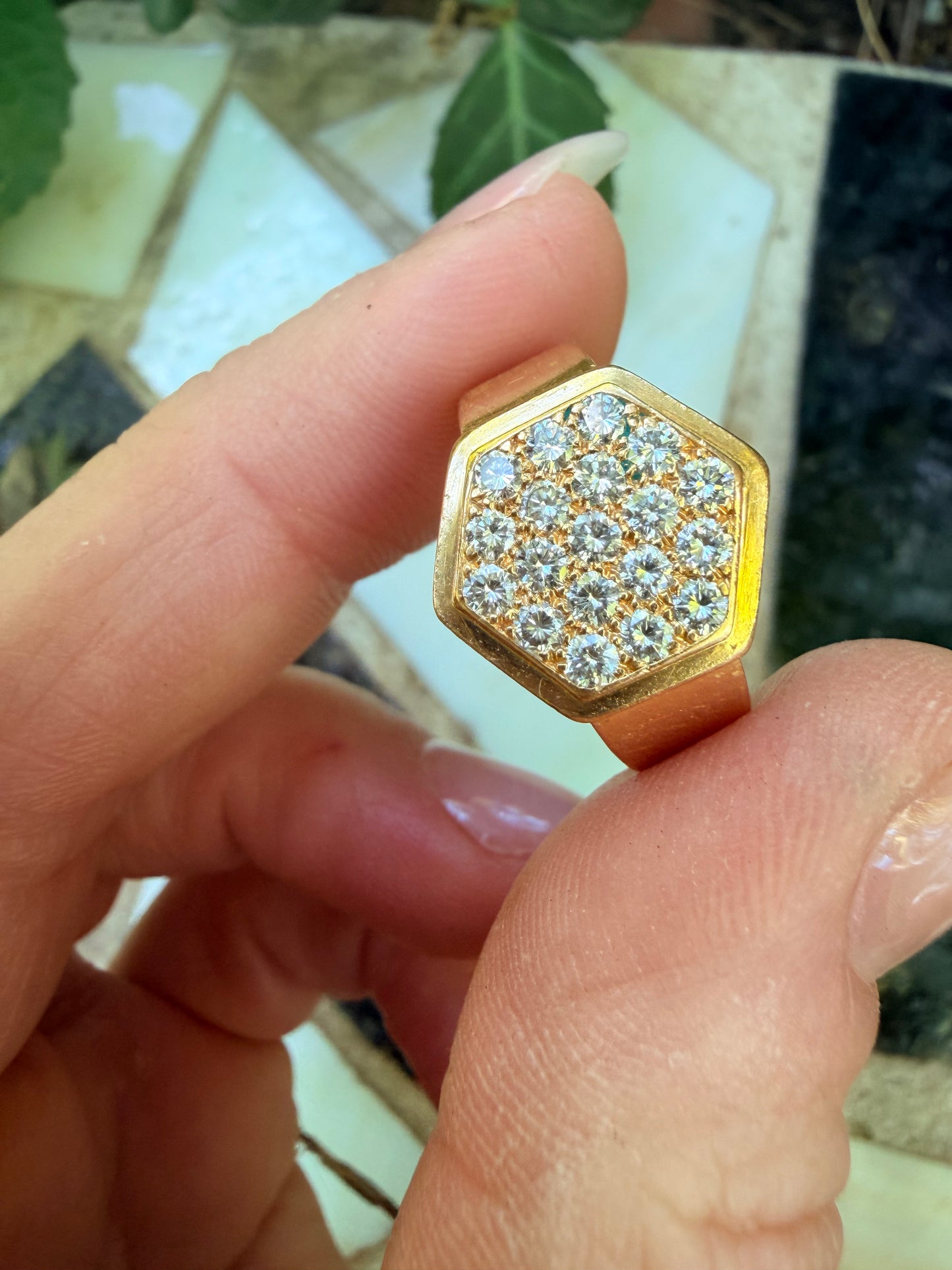 Vintage Jacques Cartier Hexagon Diamond Signet Ring