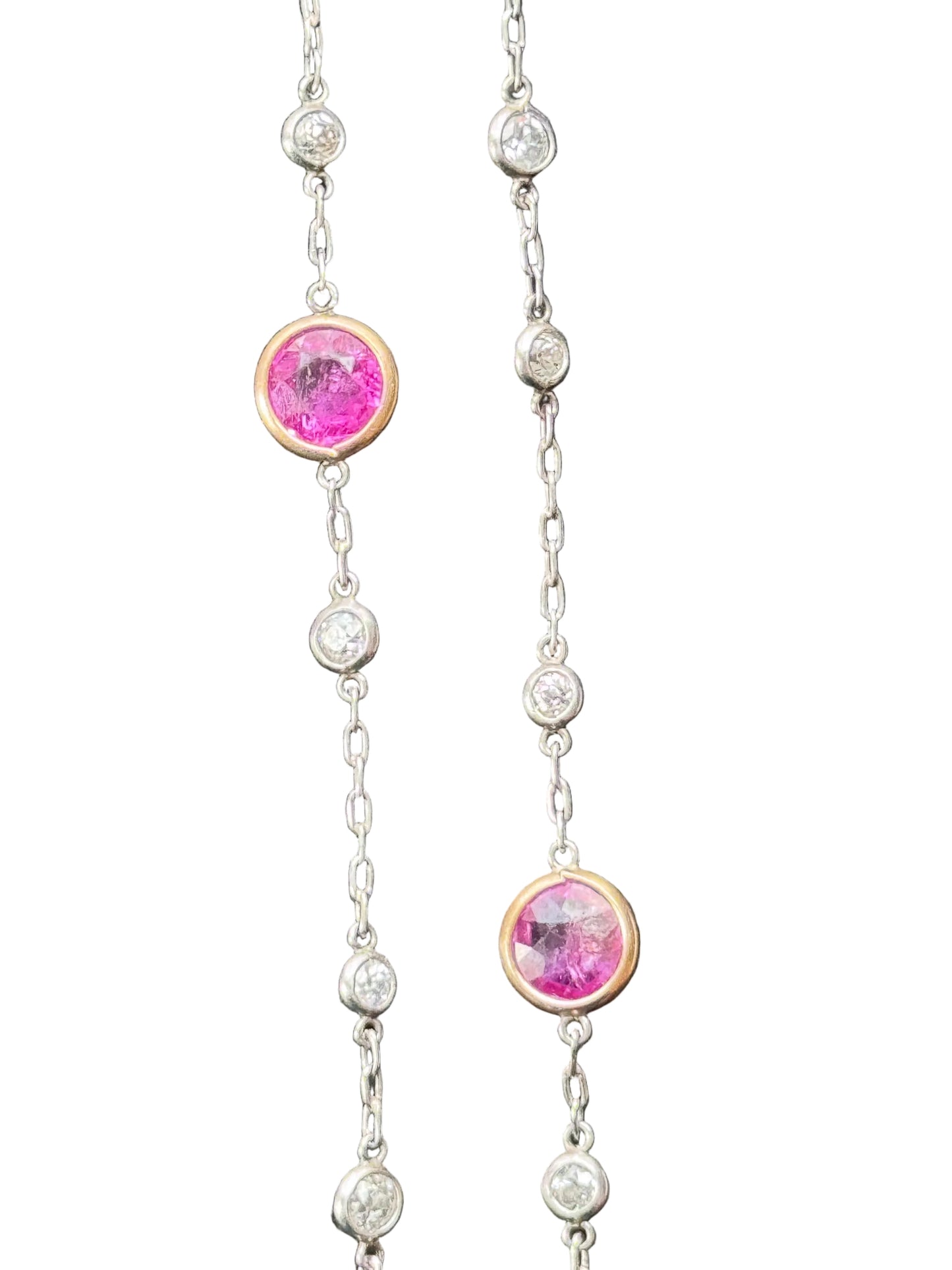 Belle Époque Pink Sapphire and Diamond Station Necklace