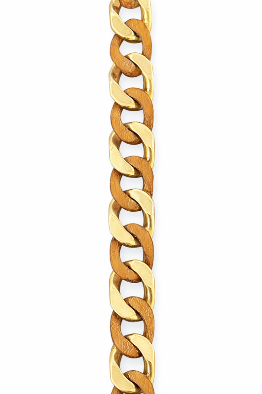 Vintage VCA 18k and Wood Link Curb Bracelet