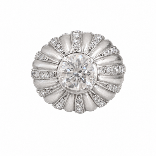 French Art Deco Diamond Bombé Ring