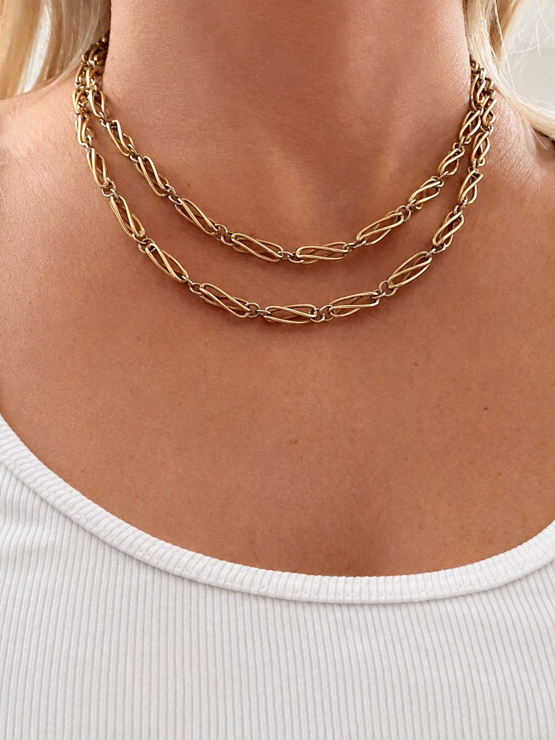Vintage 18k Trap Cage Link Chain