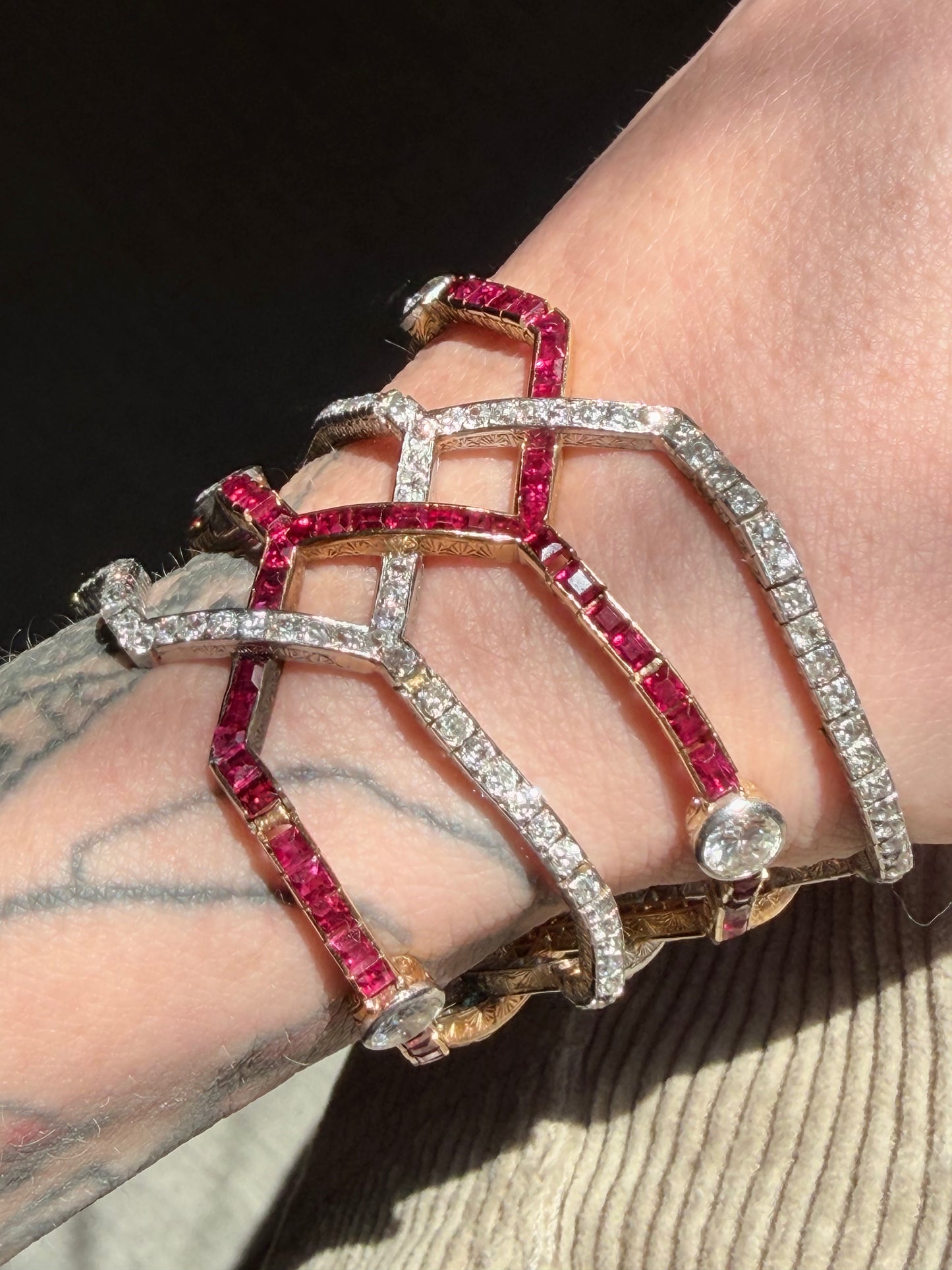 Belle Epoque Ruby and Diamond Wide Bracelet