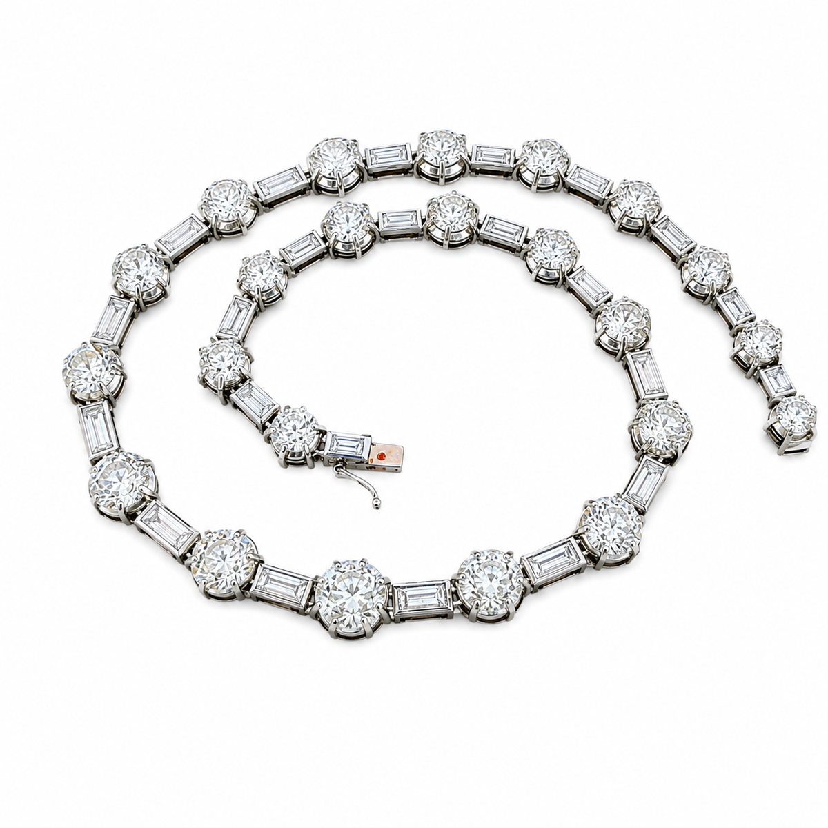 Antique Cut Diamond Mid-Century Platinum Collar Necklace