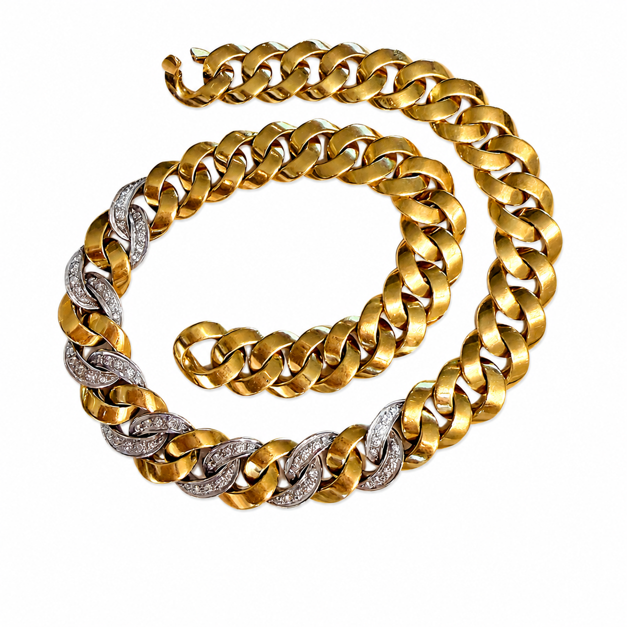 Vintage Pomellato Chunky Diamond Set Curb Necklace