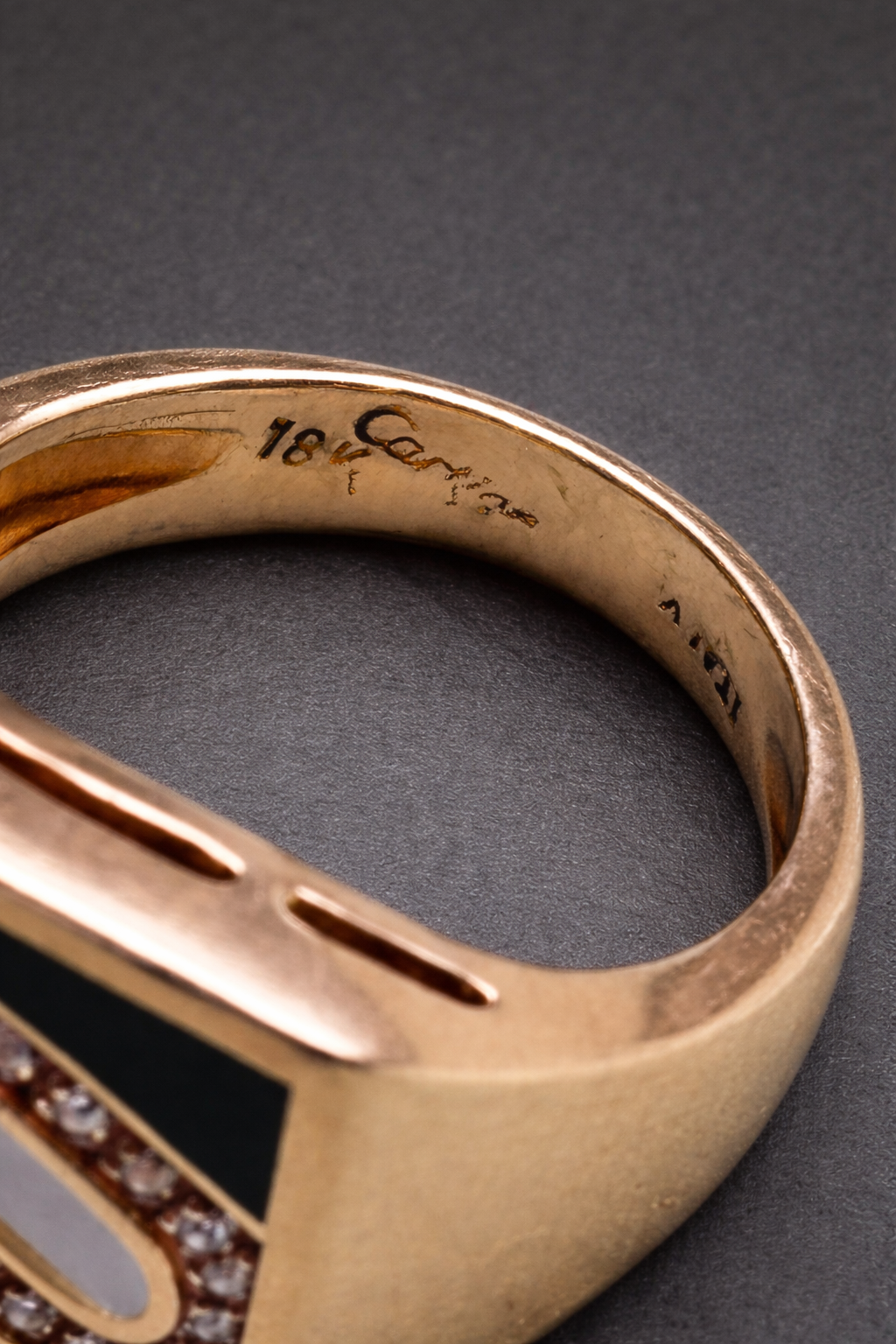 1970s Cartier Green Enamel
Modernist Signet Ring