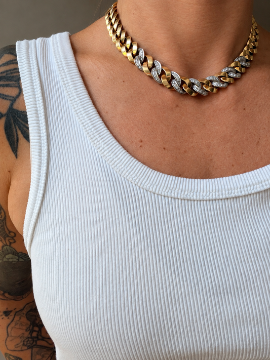 Vintage Pomellato Diamond Set Curb Necklace