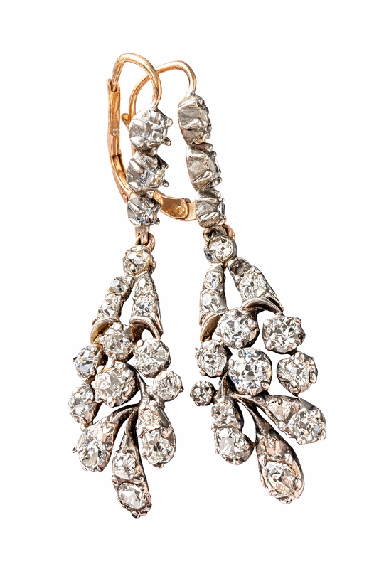 Georgian Old Cut Diamond Drop Earrings