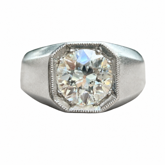 Vintage Platinum Old European Cut Diamond Signet Ring