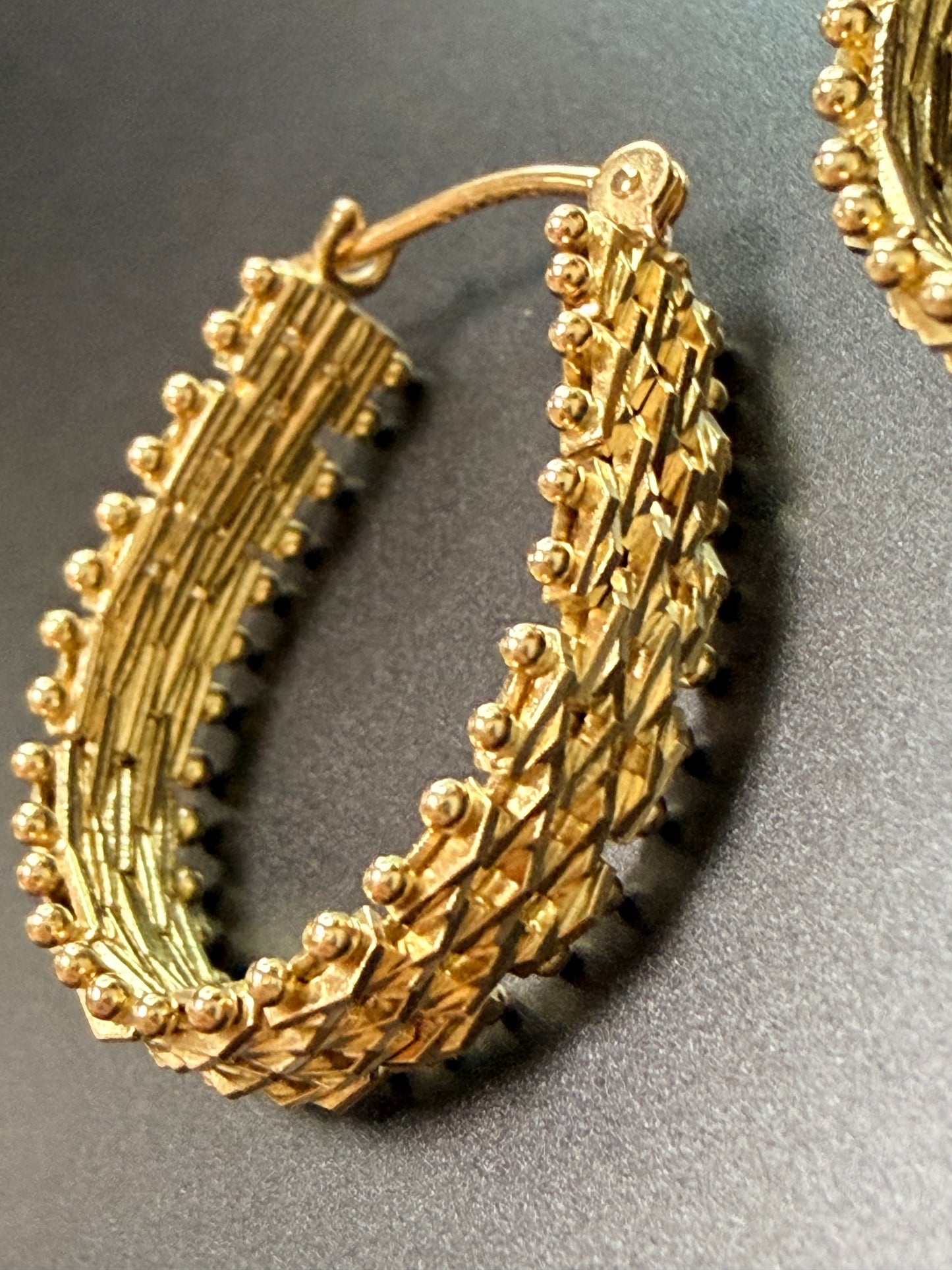 Vintage Diamond Cut Huggie Hoop Earrings