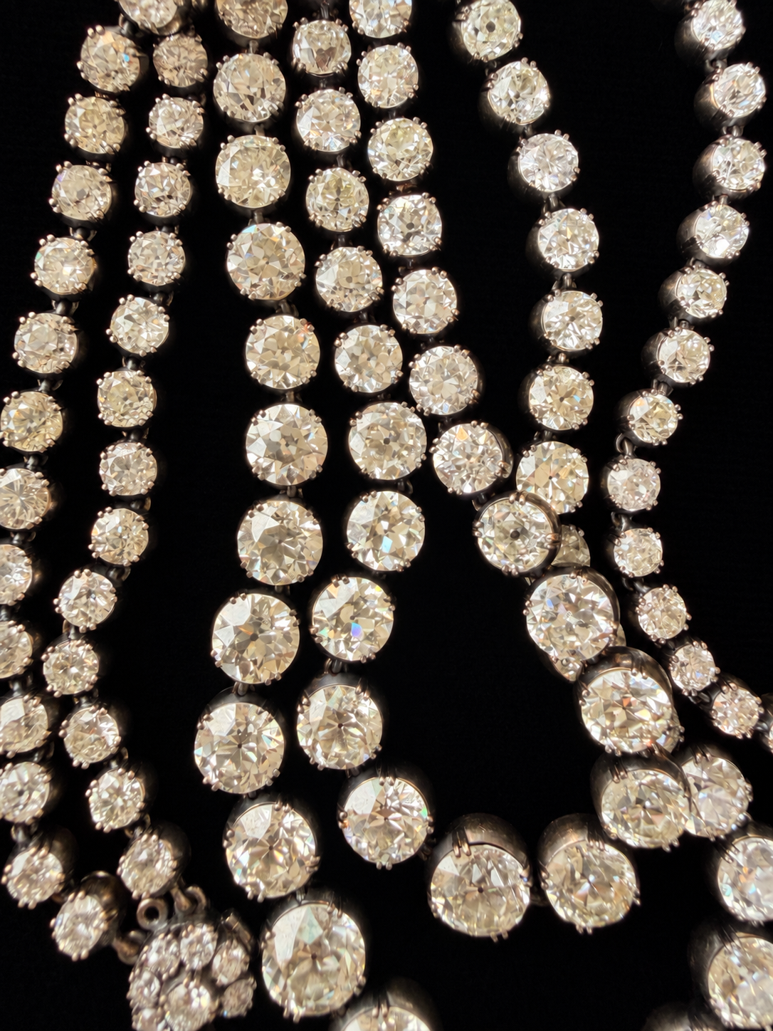 Double Strand Old European Cut Diamond Rivière Necklace