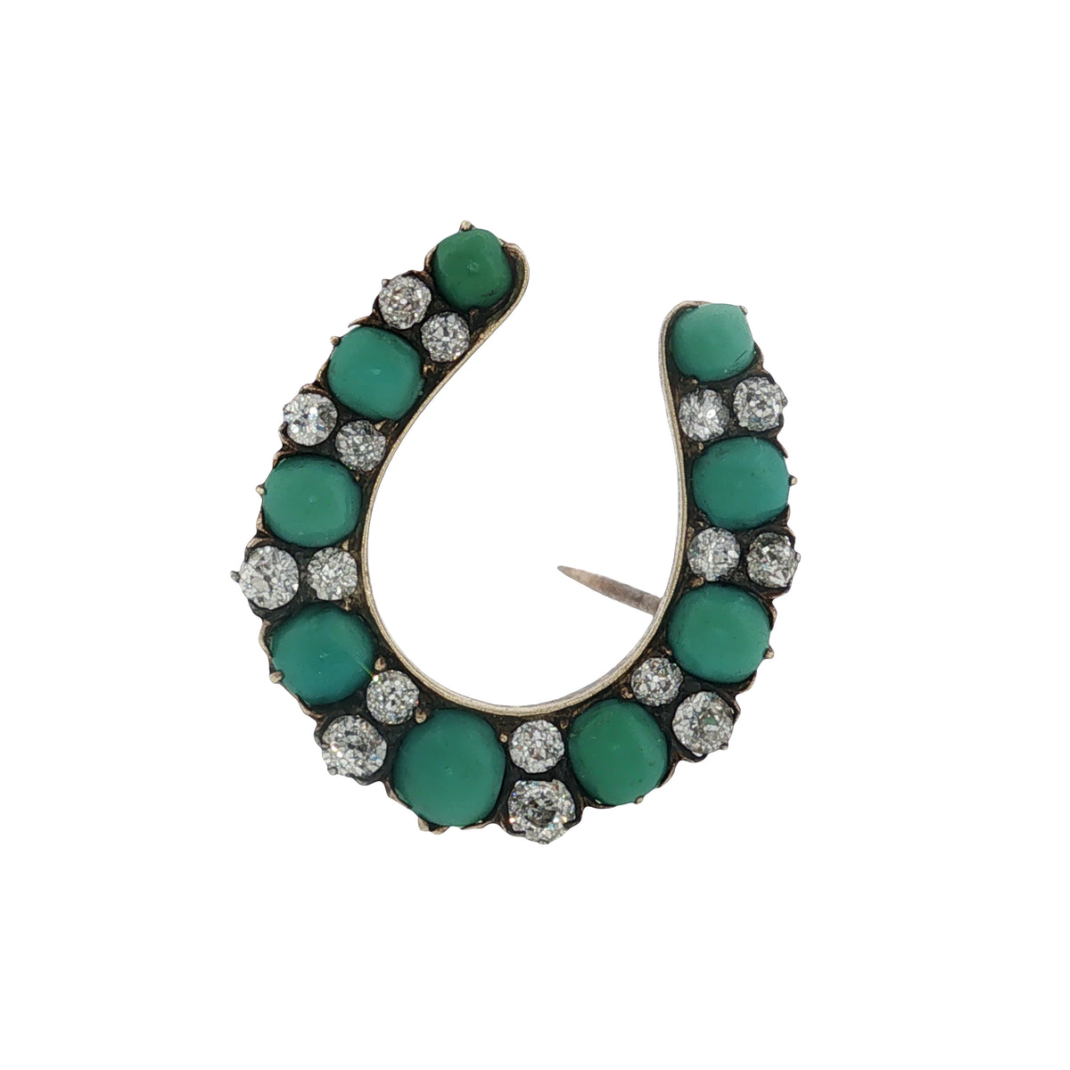 Victorian Turquoise and Diamond Horseshoe Brooch