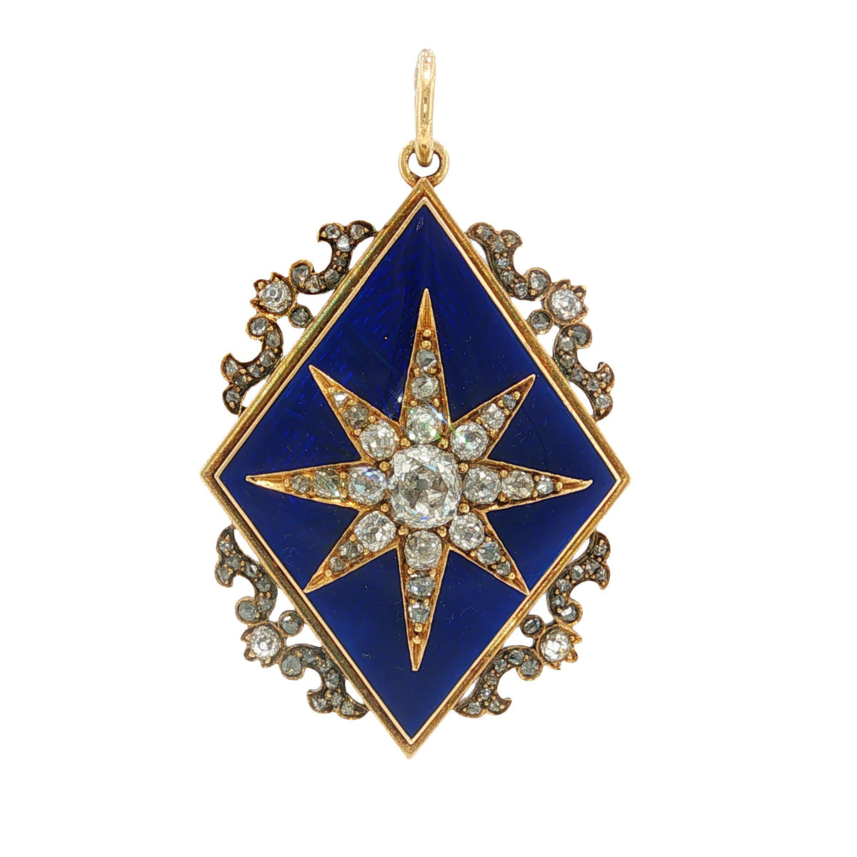 Victorian Enamel and Diamond Locket Pendant