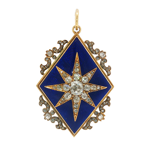 Victorian Enamel and Diamond Locket Pendant
