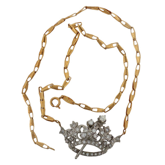Vintage Diamond Crown Necklace