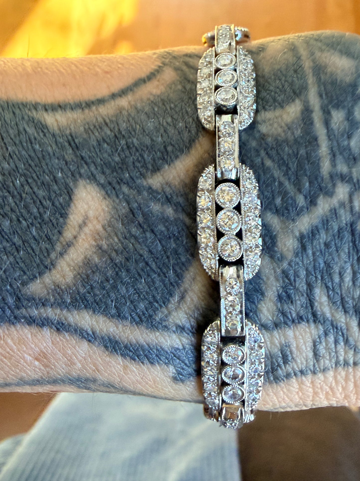 Art Deco Diamond and Platinum Link Bracelet