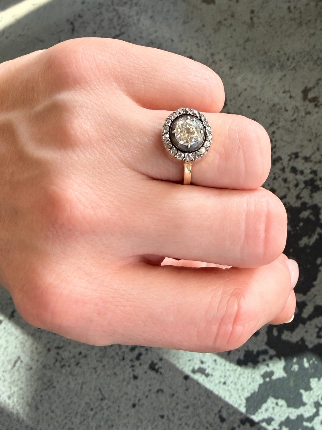 Antique Old Mine Cut Diamond Cluster Conversion Ring