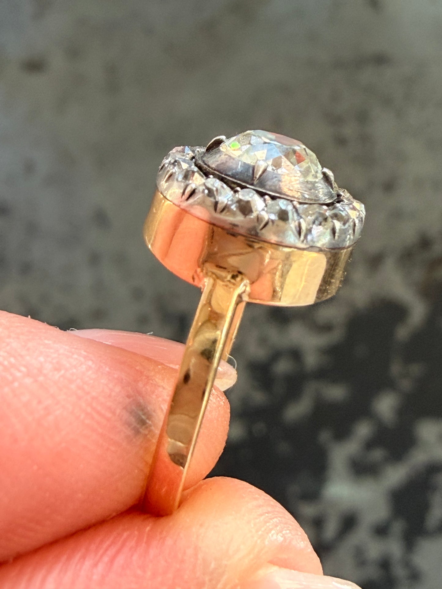 Antique Old Mine Cut Diamond Cluster Conversion Ring