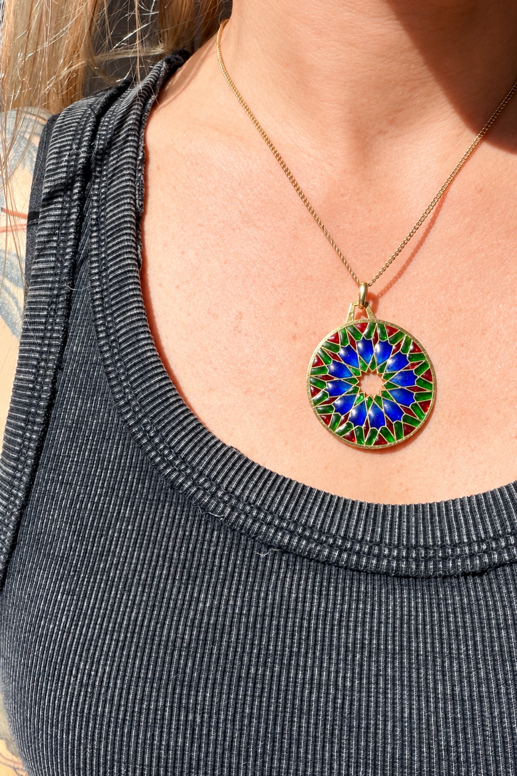 Antique French Plique-à-Jour Pendant