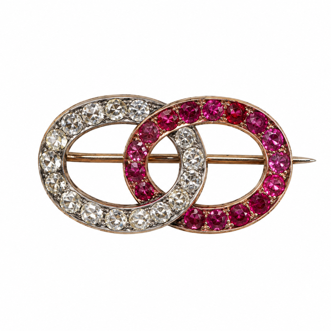 Victorian Ruby and Diamond Infinity Brooch