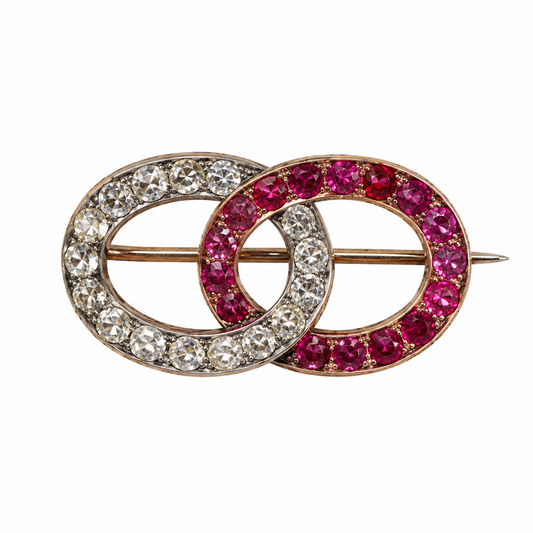 Victorian Ruby and Diamond Infinity Brooch