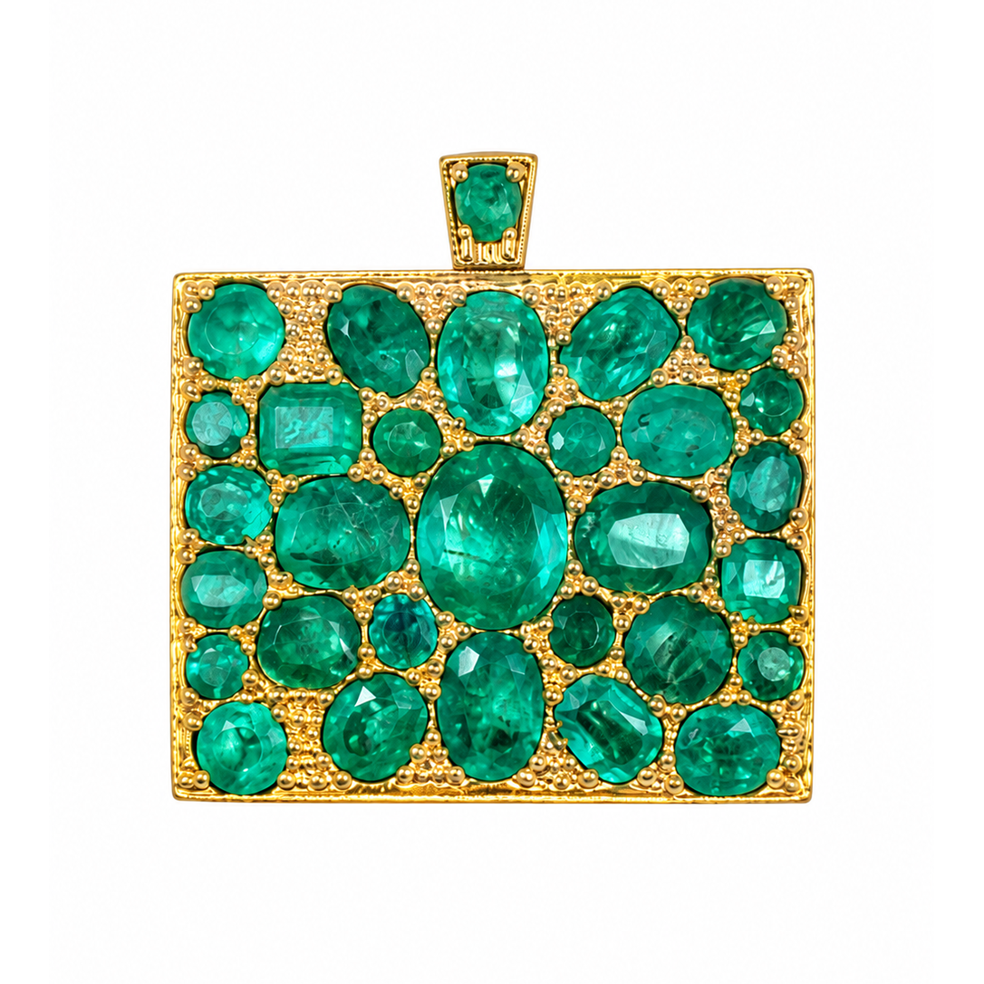 1950s Emerald Square Locket Pendant