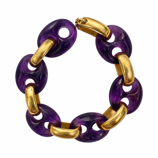 Vintage Garrard & Co. Amethyst Anchor Link Bracelet