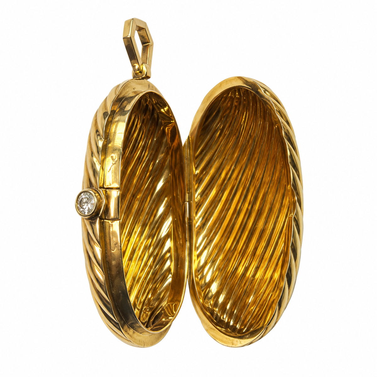 Vintage Bvlgari Diamond Oval Pill Box Locket