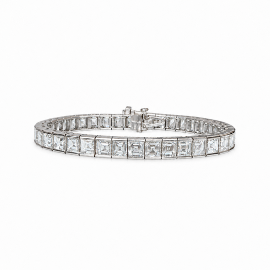 Mid Century Carré Cut Diamond Line Bracelet