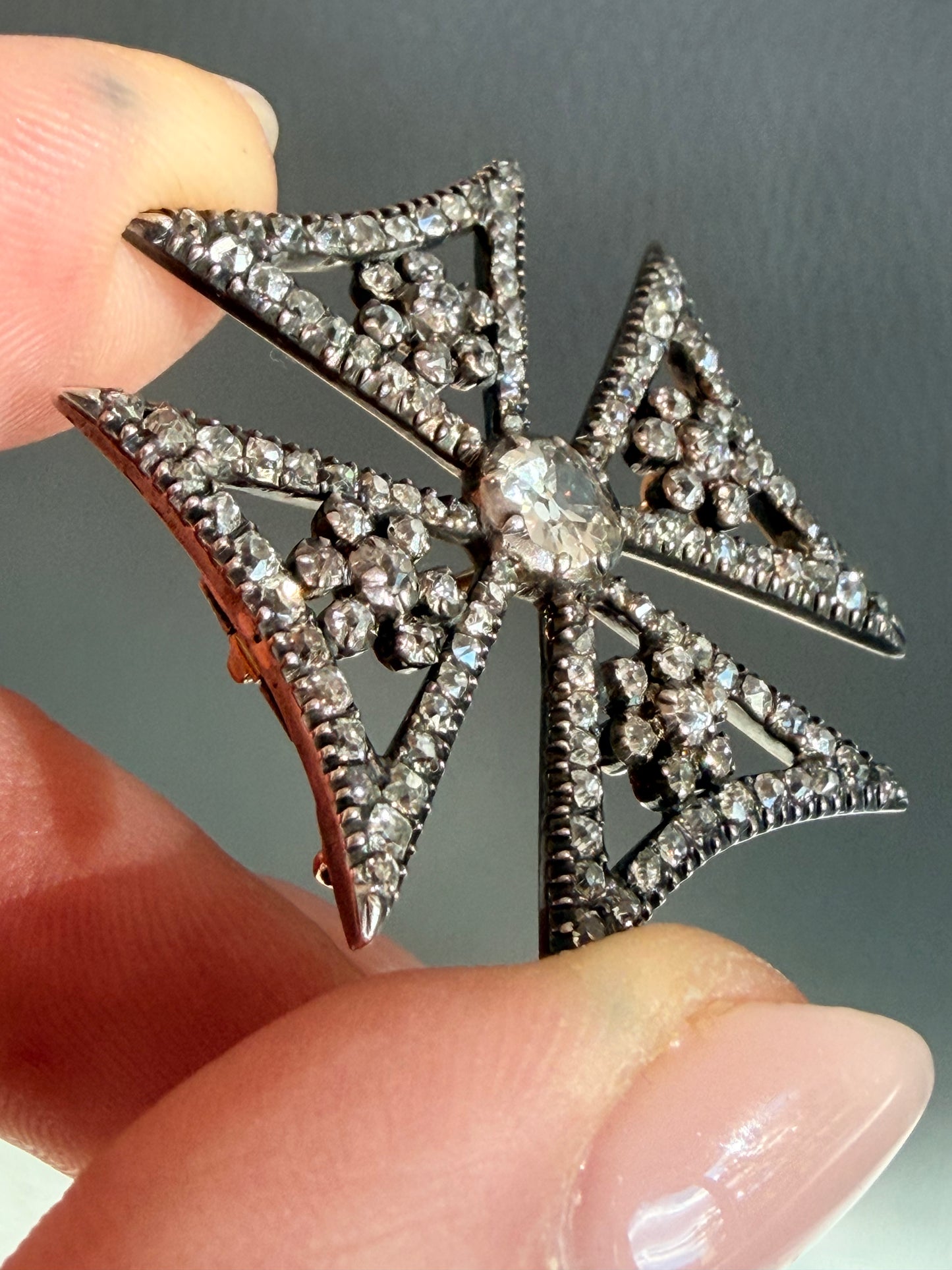 Antique Diamond Maltese Cross Brooch