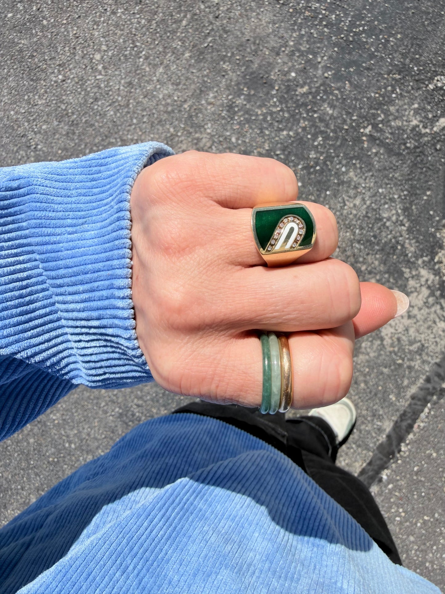 1970s Cartier Green Enamel
Modernist Signet Ring
